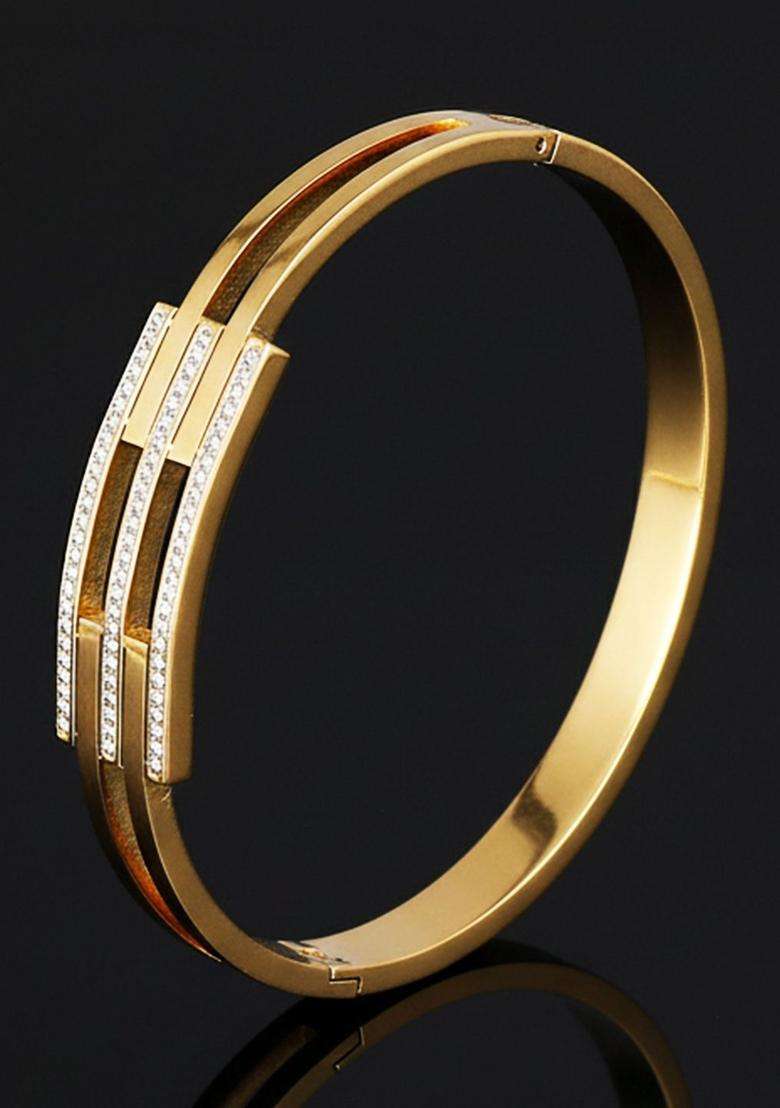 American Diamond Temple Gold-Plated Bangle-Style Bracelet for Women | Stylish Party & Everyday Wear | Gift for Her - Indya