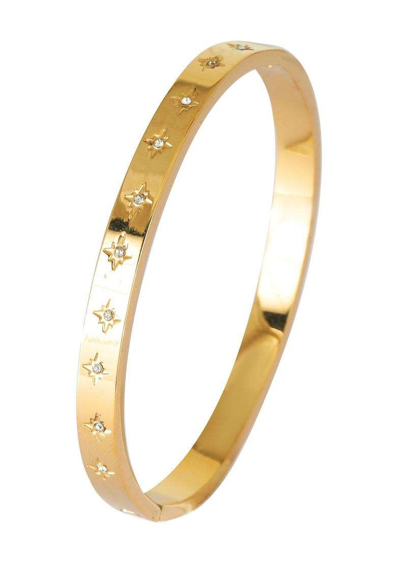 American Diamond Temple Gold-Plated Bangle-Style Bracelet for Women | Stylish Party & Everyday Wear | Gift for Her - Indya