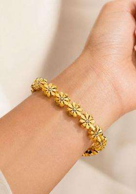 American Diamond Temple Gold-Plated Bangle-Style Bracelet for Women | Stylish Party & Everyday Wear | Gift for Her