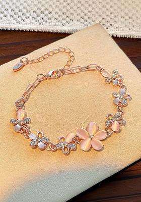 American Diamond Temple Gold-Plated Link Bracelet for Women | Stylish Party & Everyday Wear | Gift for Her