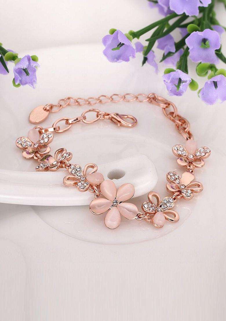 American Diamond Temple Gold-Plated Link Bracelet for Women | Stylish Party & Everyday Wear | Gift for Her - Indya