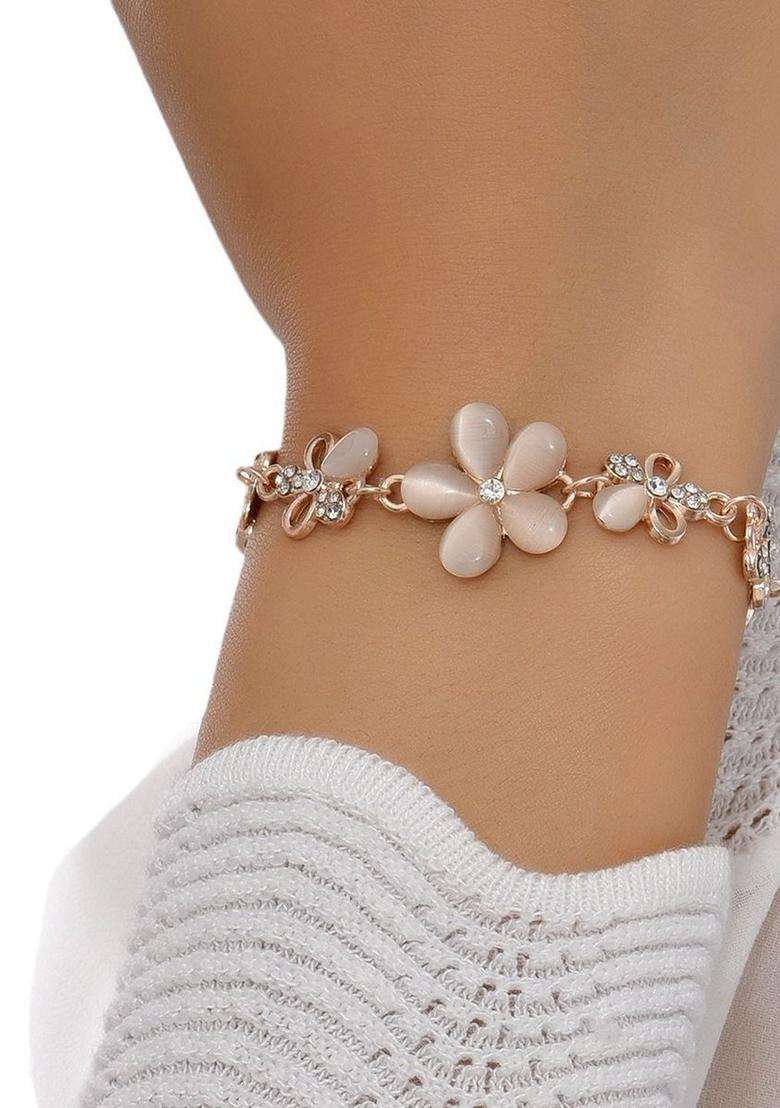 American Diamond Temple Gold-Plated Link Bracelet for Women | Stylish Party & Everyday Wear | Gift for Her - Indya