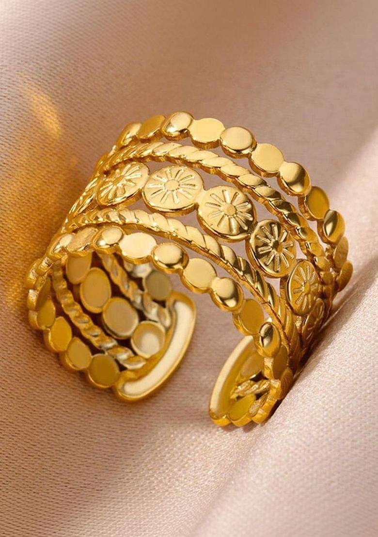 American Diamond Temple Gold-Plated Kada Bracelet for Women | Stylish Party & Everyday Wear | Gift for Her - Indya