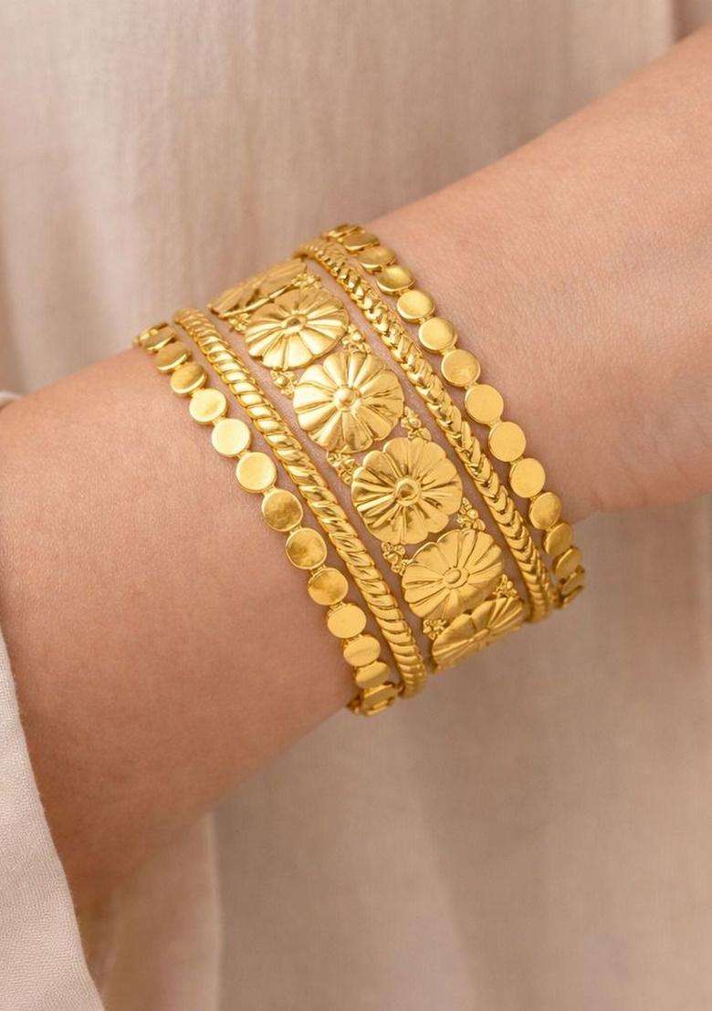 American Diamond Temple Gold-Plated Kada Bracelet for Women | Stylish Party & Everyday Wear | Gift for Her - Indya