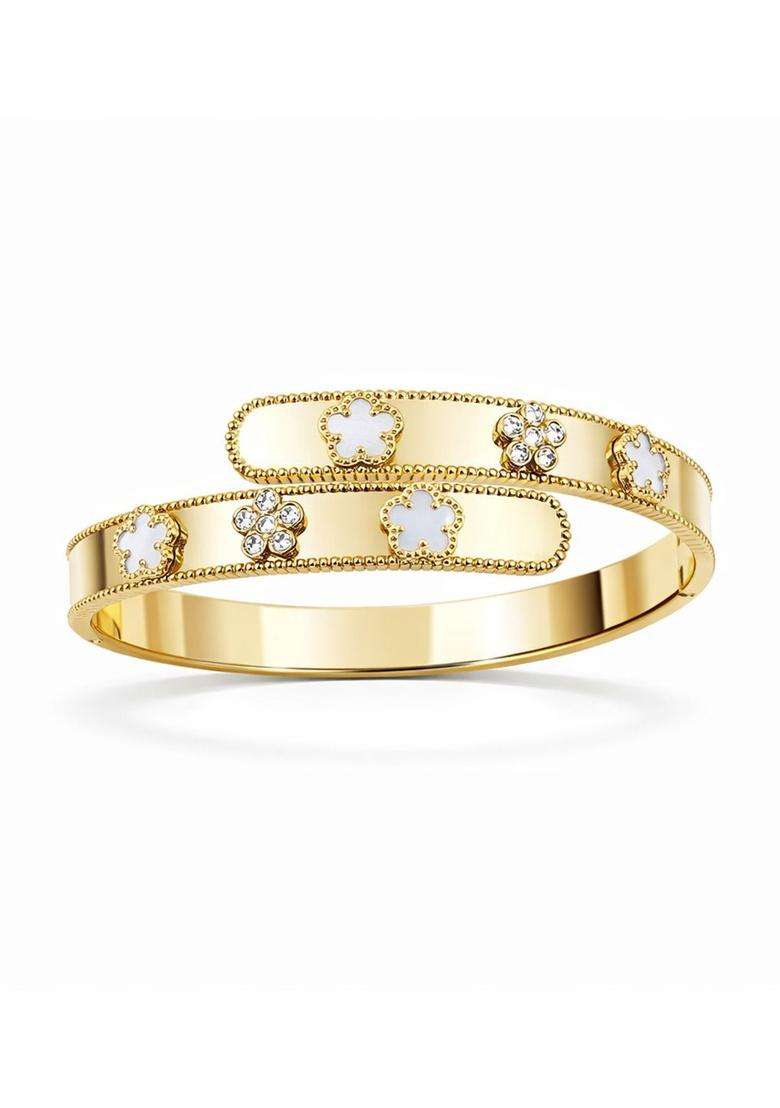 American Diamond Temple Gold-Plated Bangle-Style Bracelet for Women | Stylish Party & Everyday Wear | Gift for Her - Indya
