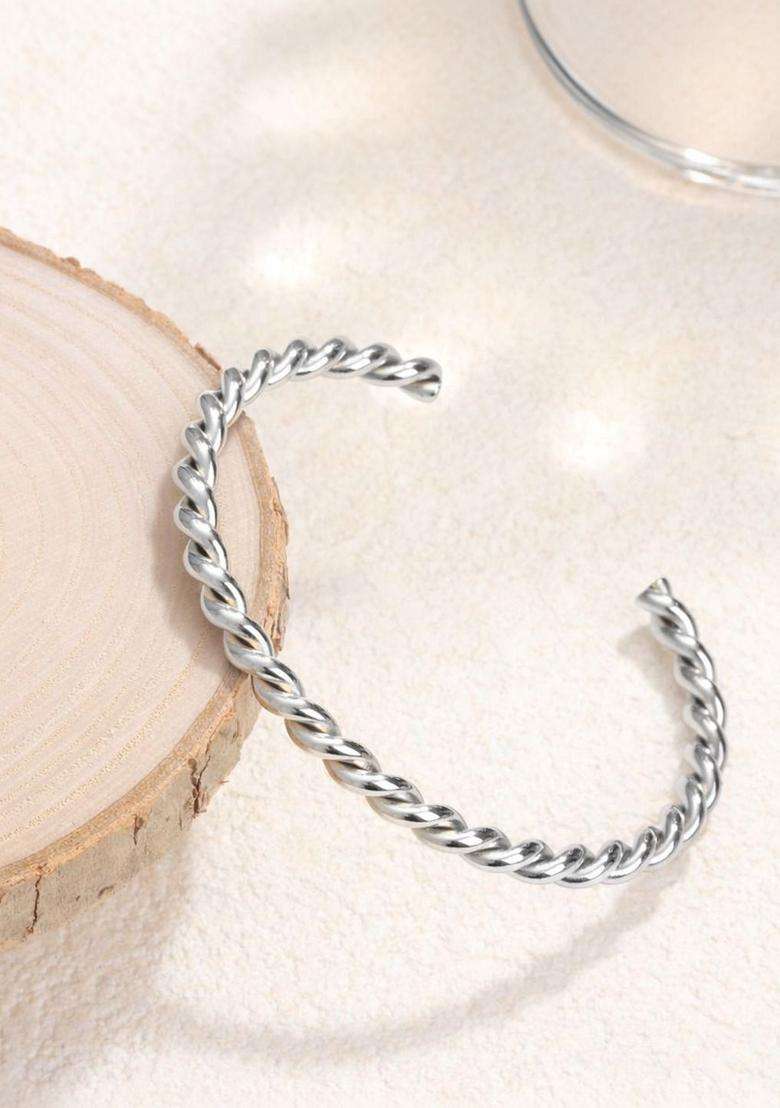 Temple Silver-Plated Cuff Bracelet for Women | Stylish Party & Everyday Wear | Gift for Her - Indya