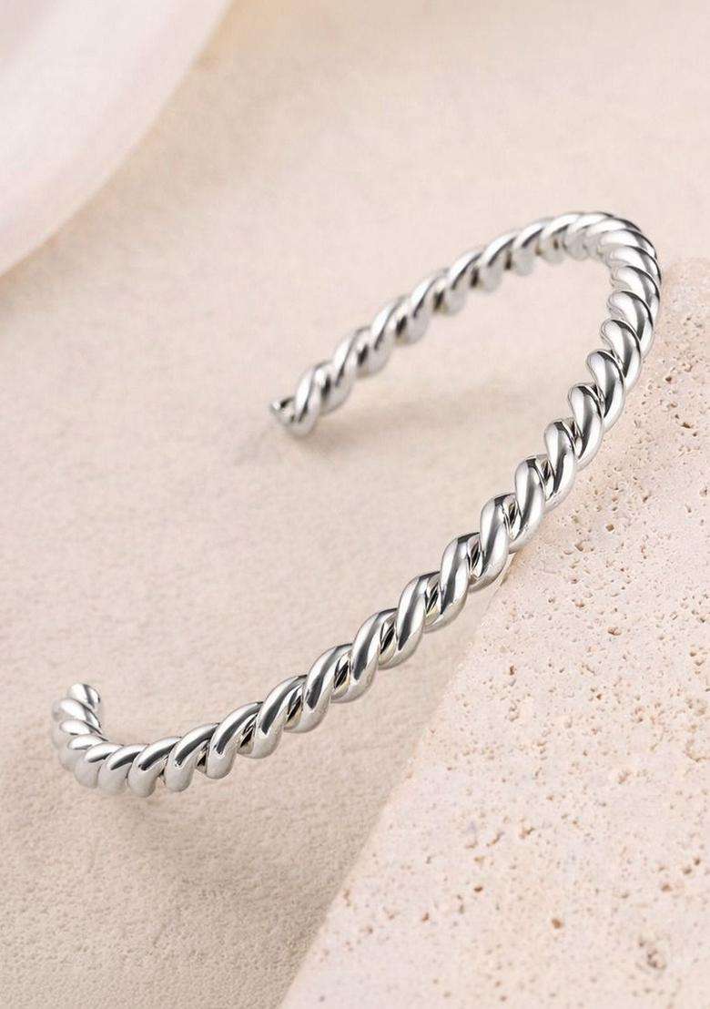Temple Silver-Plated Cuff Bracelet for Women | Stylish Party & Everyday Wear | Gift for Her - Indya