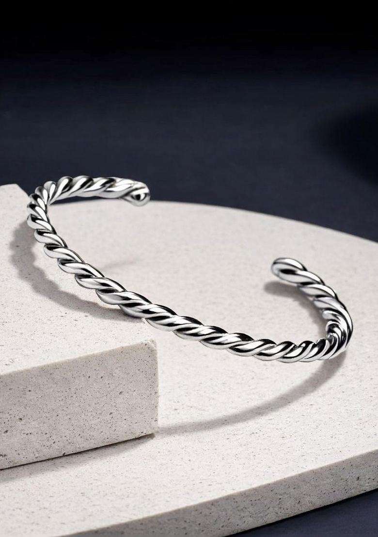 Temple Silver-Plated Cuff Bracelet for Women | Stylish Party & Everyday Wear | Gift for Her - Indya