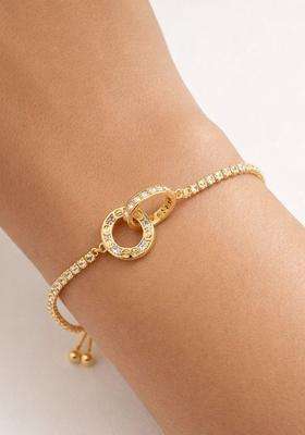 American Diamond Temple Gold-Plated Link Bracelet for Women | Stylish Party & Everyday Wear | Gift for Her