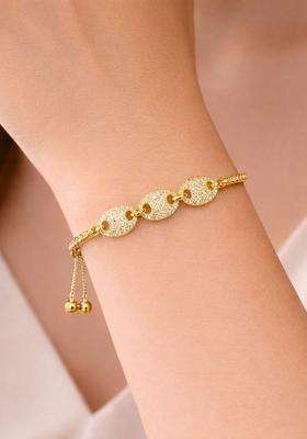 American Diamond Temple Gold-Plated Link Bracelet for Women | Stylish Party & Everyday Wear | Gift for Her