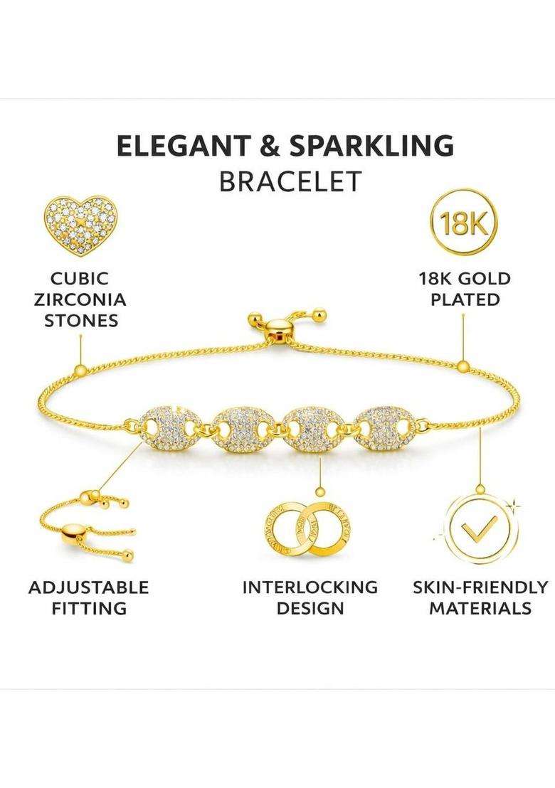 American Diamond Temple Gold-Plated Link Bracelet for Women | Stylish Party & Everyday Wear | Gift for Her - Indya