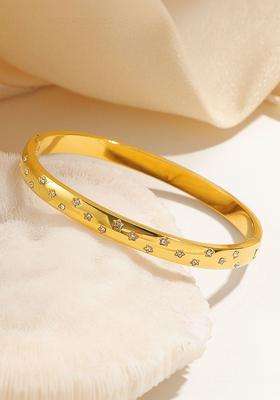 American Diamond Temple Gold-Plated Bangle-Style Bracelet for Women | Stylish Party & Everyday Wear | Gift for Her