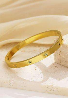 American Diamond Temple Gold-Plated Bangle-Style Bracelet for Women | Stylish Party & Everyday Wear | Gift for Her