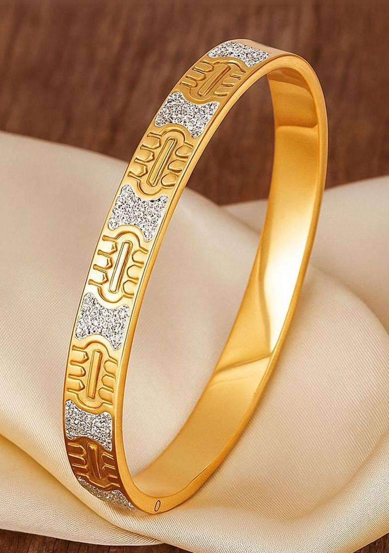 American Diamond Temple Gold-Plated Bangle-Style Bracelet for Women | Stylish Party & Everyday Wear | Gift for Her - Indya
