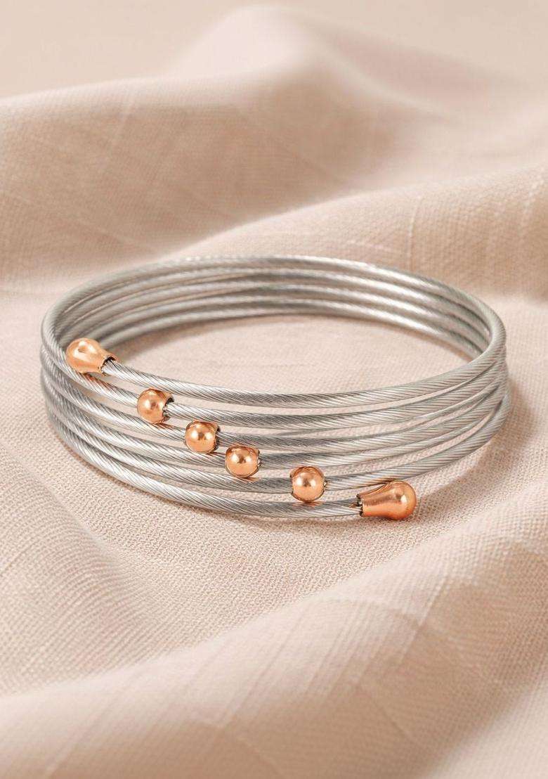 American Diamond Temple Silver-Plated Multistrand Bracelet for Women | Stylish Party & Everyday Wear | Gift for Her - Indya
