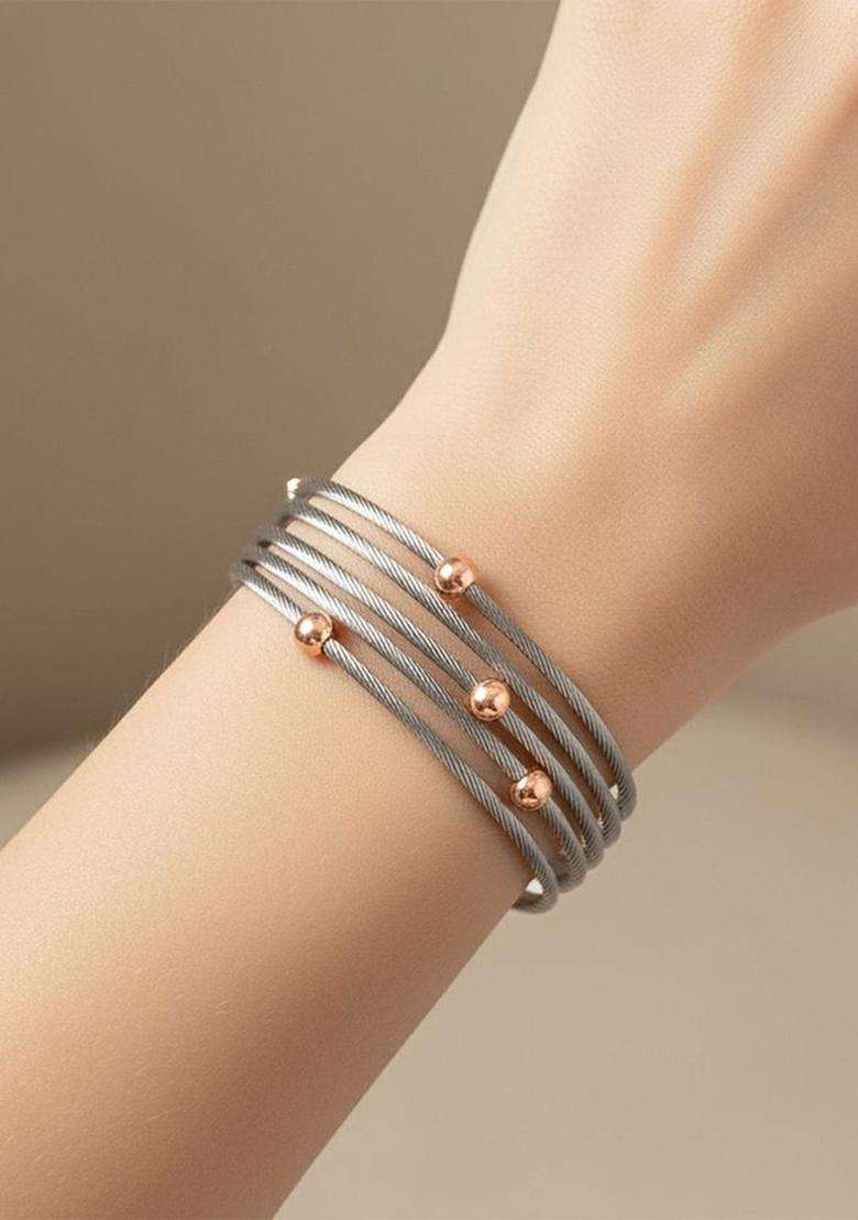 American Diamond Temple Silver-Plated Multistrand Bracelet for Women | Stylish Party & Everyday Wear | Gift for Her - Indya