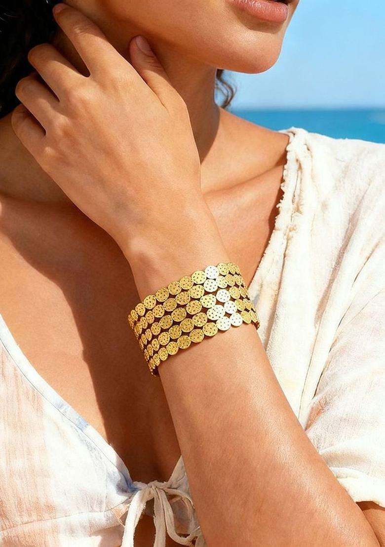 American Diamond Temple Gold-Plated Cuff Bracelet for Women | Stylish Party & Everyday Wear | Gift for Her - Indya