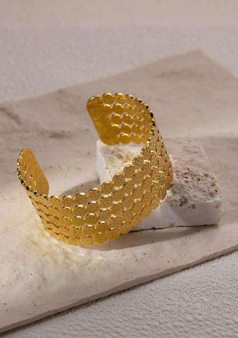 American Diamond Temple Gold-Plated Cuff Bracelet for Women | Stylish Party & Everyday Wear | Gift for Her - Indya