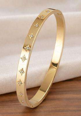American Diamond Temple Gold-Plated Bangle-Style Bracelet for Women | Stylish Party & Everyday Wear | Gift for Her