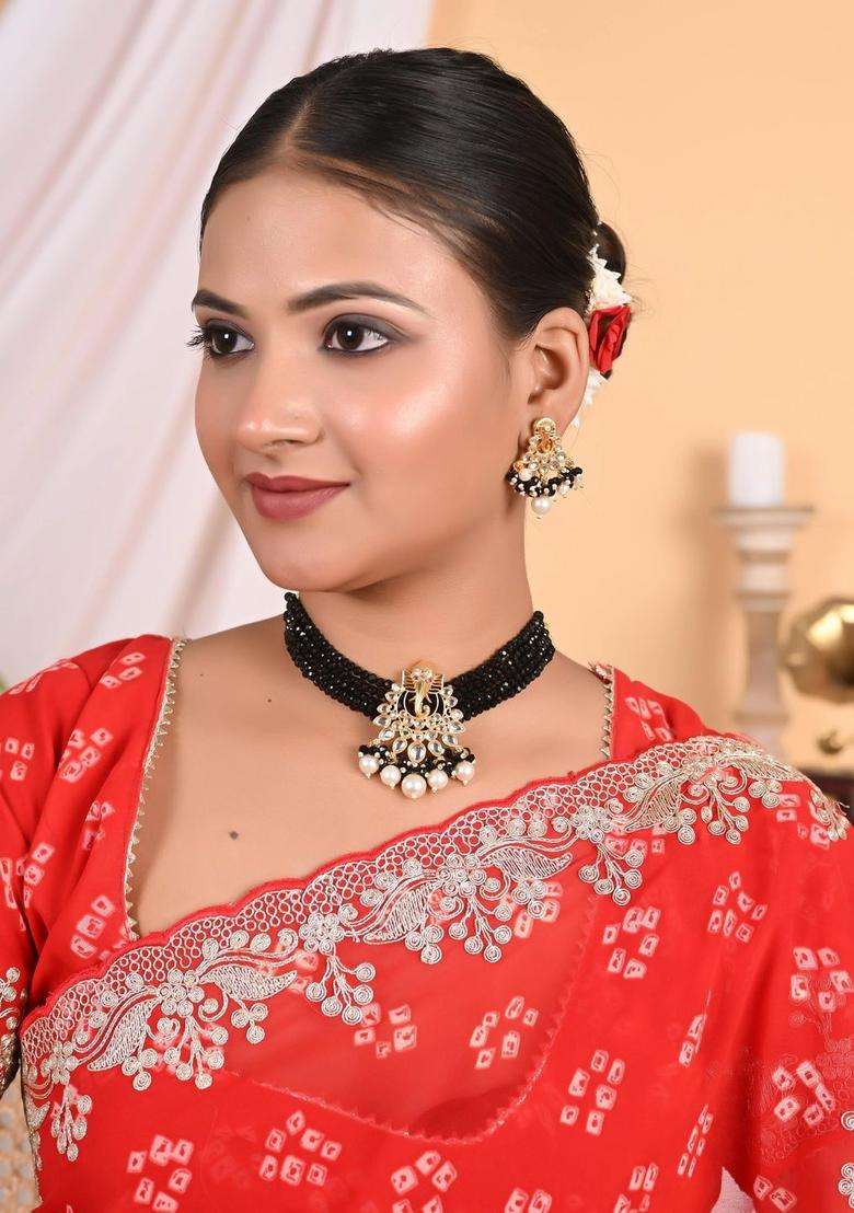 Gold-Plated Kundan Studded Jewellery Set for Women | Traditional Temple Jewellery for Wedding & Festive Wear | Gift for Her - Indya