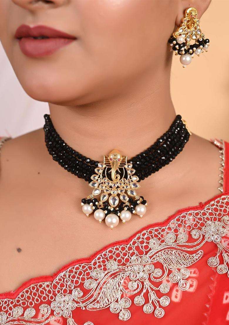 Gold-Plated Kundan Studded Jewellery Set for Women | Traditional Temple Jewellery for Wedding & Festive Wear | Gift for Her - Indya