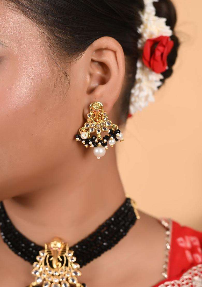 Gold-Plated Kundan Studded Jewellery Set for Women | Traditional Temple Jewellery for Wedding & Festive Wear | Gift for Her - Indya