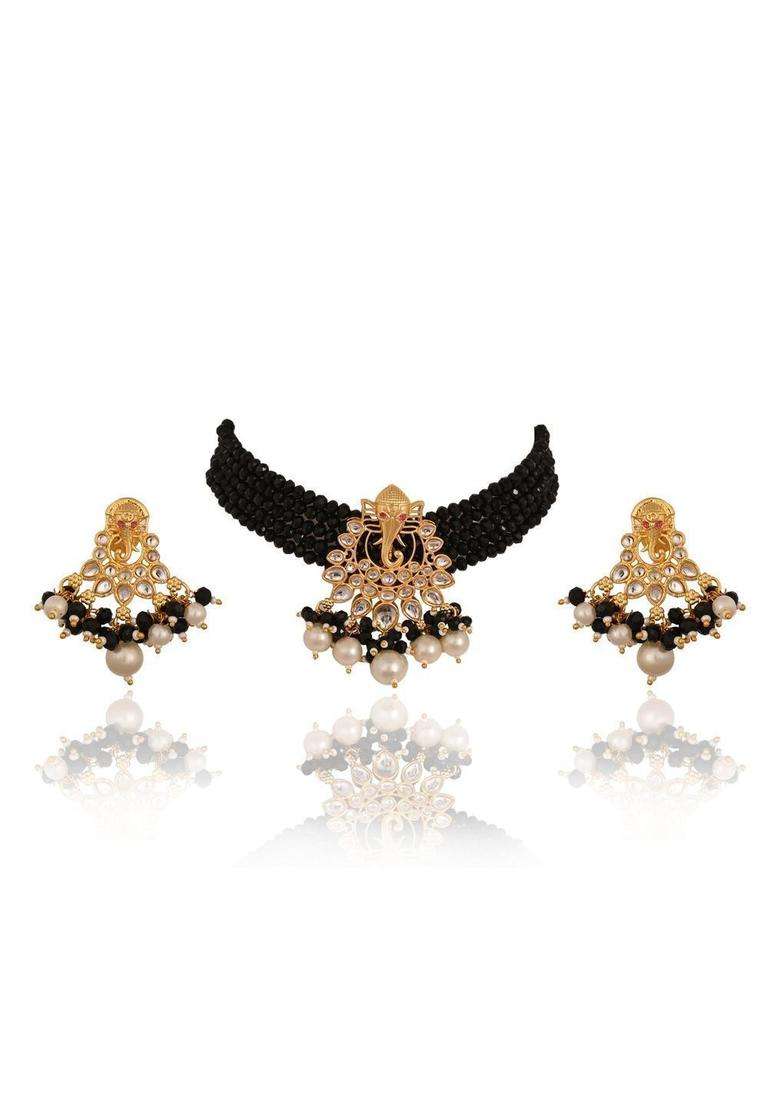 Gold-Plated Kundan Studded Jewellery Set for Women | Traditional Temple Jewellery for Wedding & Festive Wear | Gift for Her - Indya