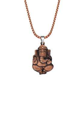 Copper-Plated Lord Ganesha Pendant with Chain for Men & Women | Traditional Temple Jewellery for Wedding & Festive Wear | Festive Gift