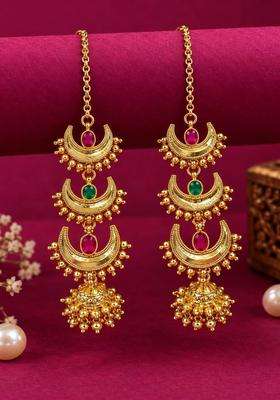 Gold-Plated Shaped Jhumkas Earrings for Women | Traditional Temple Jewellery for Wedding & Festive Wear | Gift for Her