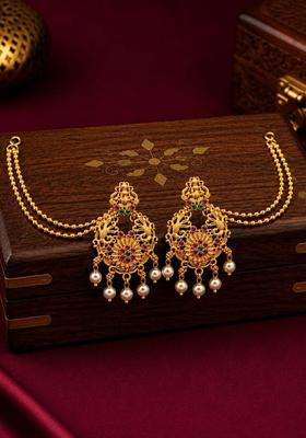 Gold-Plated Crescent Shaped Chandbalis Earrings for Women | Traditional Temple Jewellery for Wedding & Festive Wear | Gift for Her