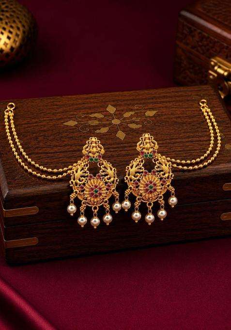 Gold-Plated Crescent Shaped Chandbalis Earrings for Women | Traditional Temple Jewellery for Wedding & Festive Wear | Gift for Her