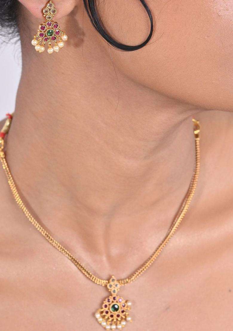 Temple Pendant and Earrings for Women | Traditional Temple Jewellery for Wedding & Festive Wear | Gift for Her - Indya