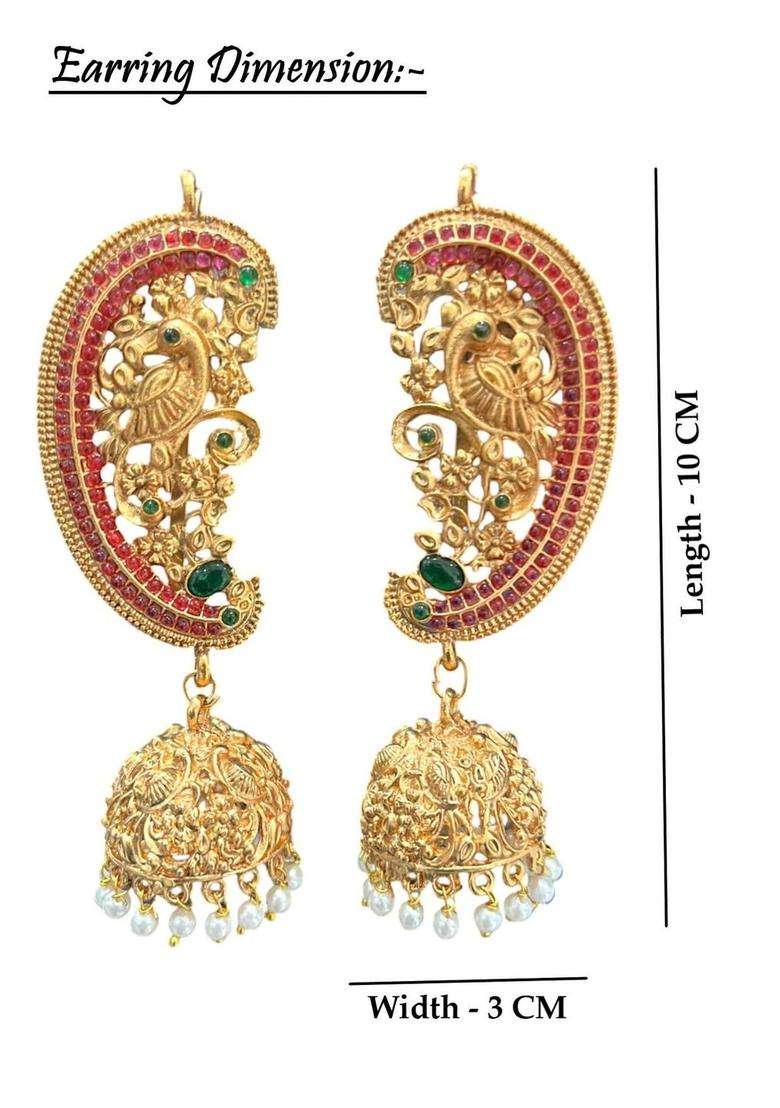Gold-Plated Peacock Shaped Jhumkas Earrings for Women | Traditional Temple Jewellery for Wedding & Festive Wear | Gift for Her - Indya