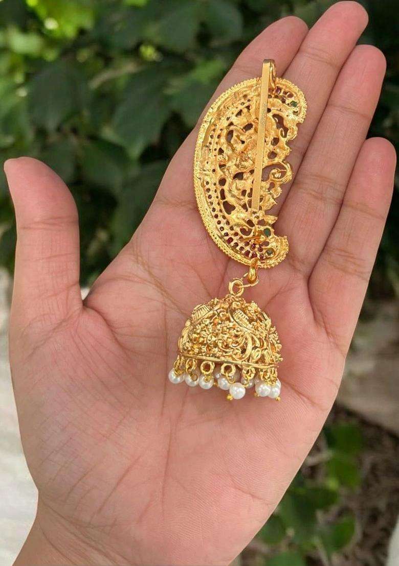 Gold-Plated Peacock Shaped Jhumkas Earrings for Women | Traditional Temple Jewellery for Wedding & Festive Wear | Gift for Her - Indya