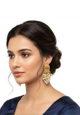 Gold-Plated Geometric Drop Earrings for Women | Traditional Temple Jewellery for Wedding & Festive Wear | Gift for Her