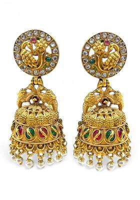 Gold-Plated Circular Jhumkas Earrings for Women | Traditional Temple Jewellery for Wedding & Festive Wear | Gift for Her