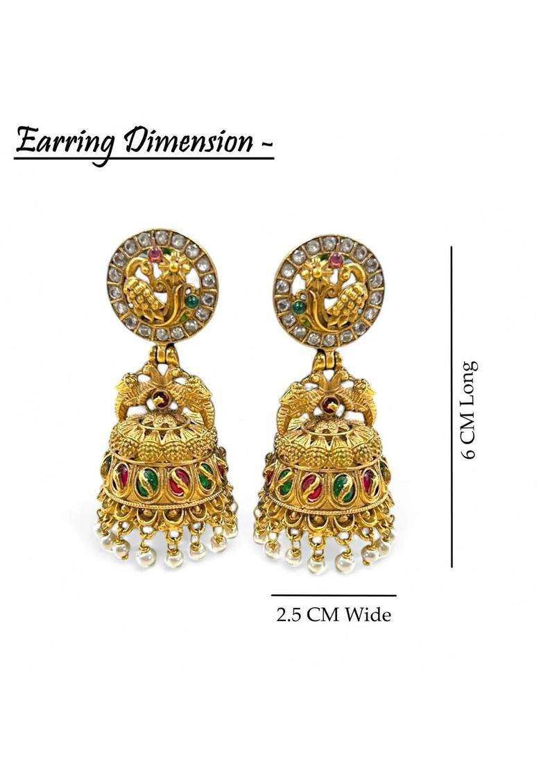 Gold-Plated Circular Jhumkas Earrings for Women | Traditional Temple Jewellery for Wedding & Festive Wear | Gift for Her - Indya