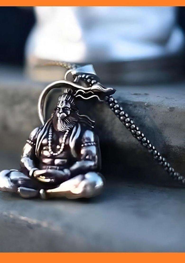 Stainless Steel Temple Contemporary Shaped Pendant with Chain for Men & Women | Traditional Temple Jewellery for Wedding & Festive Wear | Festive Gift - Indya