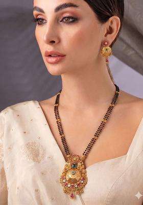 Gold-Plated Temple Amethyst Necklace and Earrings for Women | Traditional Temple Jewellery for Wedding & Festive Wear | Gift for Her