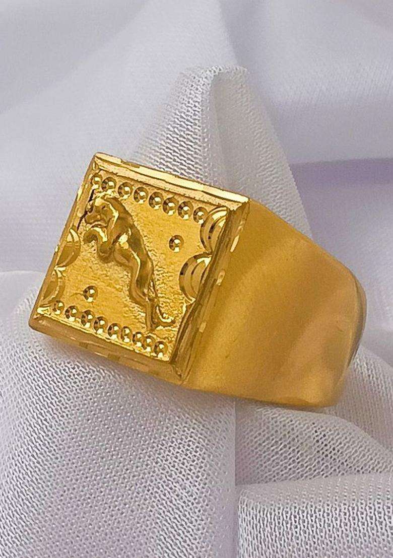 Gold-Plated Temple Finger Ring for Men | Stylish Party & Everyday Wear | Gift for Him - Indya