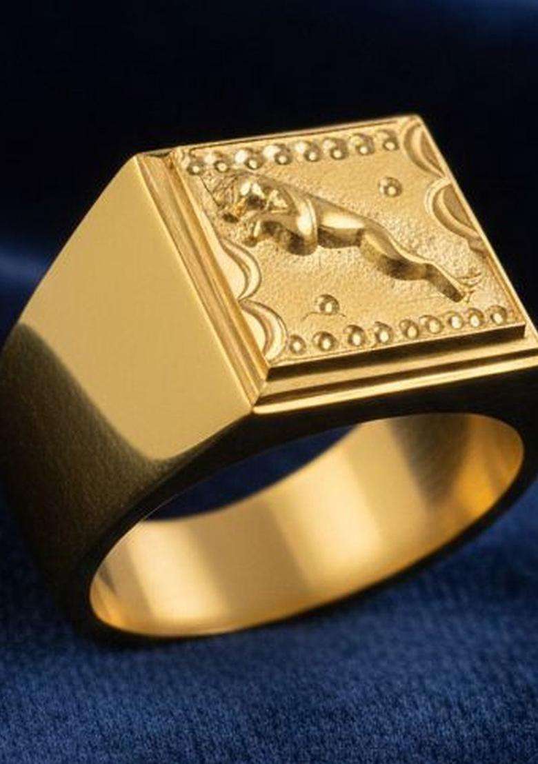 Gold-Plated Temple Finger Ring for Men | Stylish Party & Everyday Wear | Gift for Him - Indya