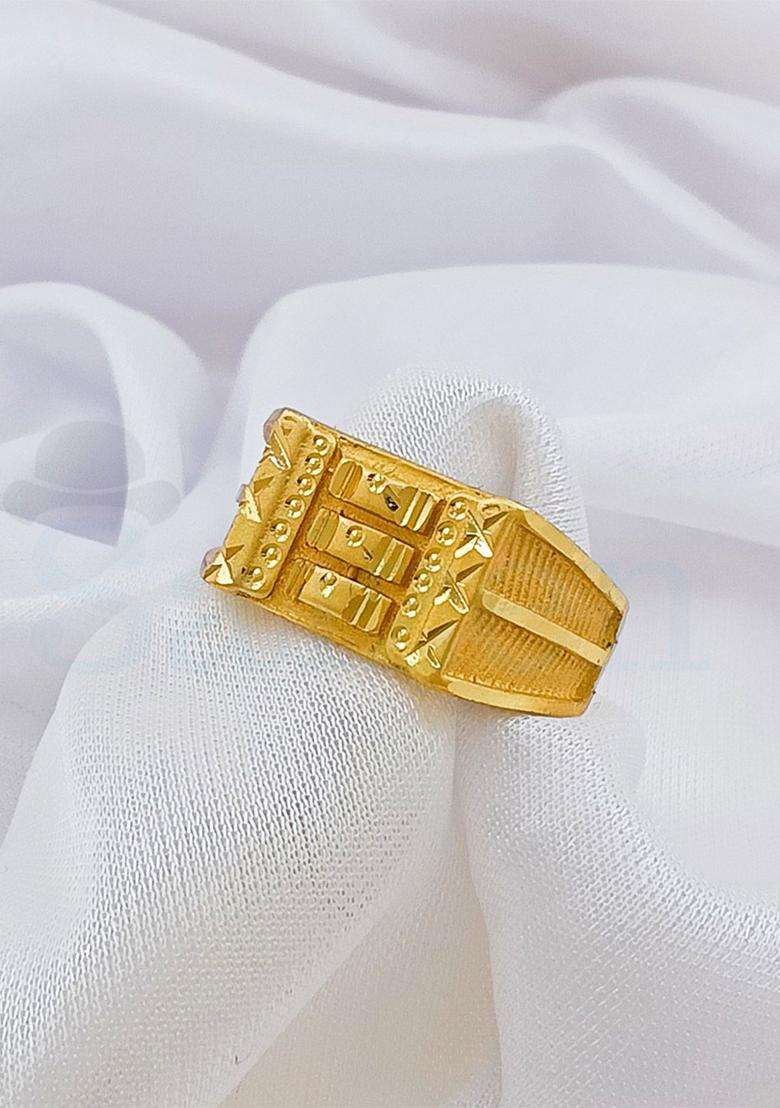 Gold-Plated Temple Finger Ring for Men | Fusion Party & Festive Wear | Gift for Him - Indya