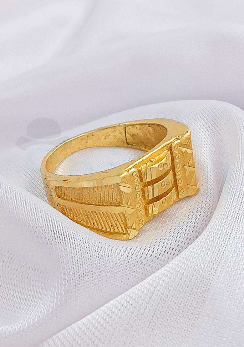 Gold-Plated Temple Finger Ring for Men | Fusion Party & Festive Wear | Gift for Him - Indya