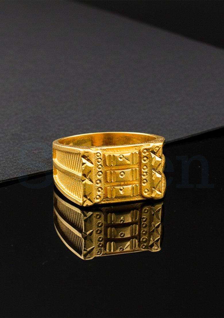 Gold-Plated Temple Finger Ring for Men | Fusion Party & Festive Wear | Gift for Him - Indya