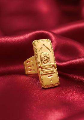 Gold-Plated Temple Finger Ring for Men | Traditional Temple Jewellery for Wedding & Festive Wear | Gift for Him