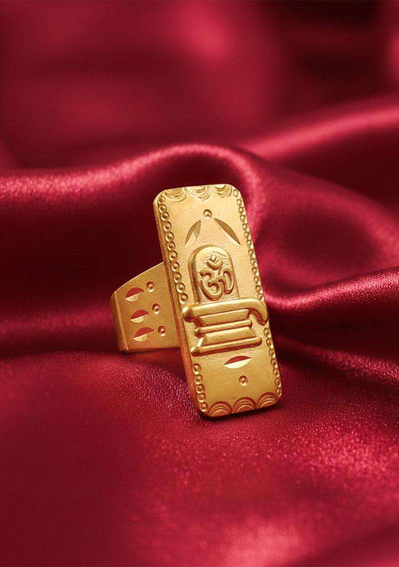 Gold-Plated Temple Finger Ring for Men | Traditional Temple Jewellery for Wedding & Festive Wear | Gift for Him - Indya