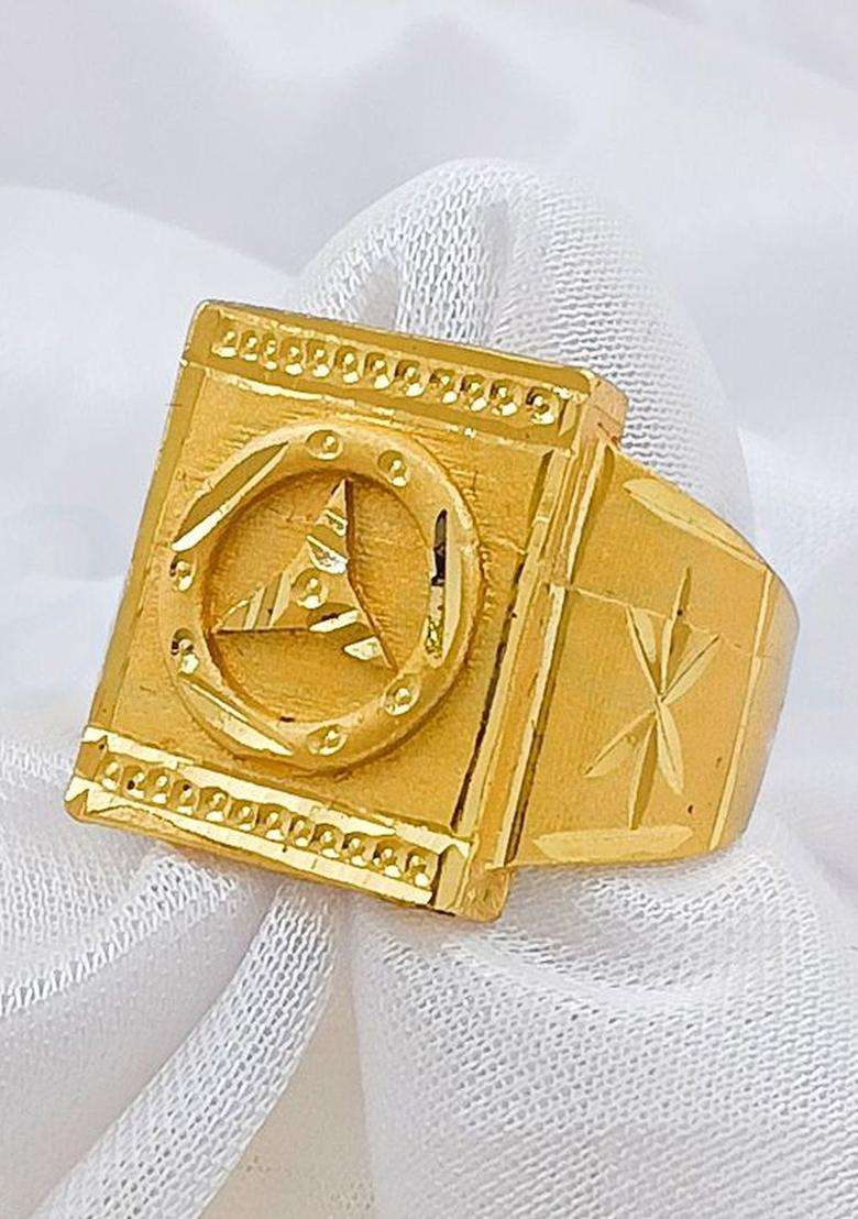 Gold-Plated Temple Finger Ring for Men | Stylish Party & Everyday Wear | Gift for Him - Indya