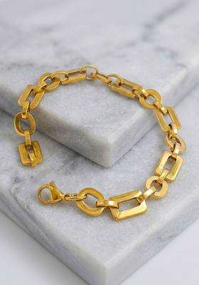 Temple Gold-Plated Link Bracelet for Men | Stylish Party & Everyday Wear | Gift for Him