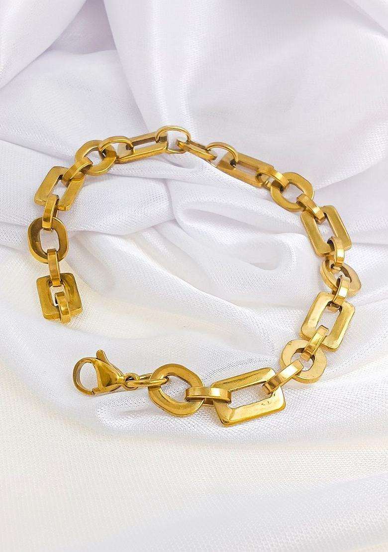 Temple Gold-Plated Link Bracelet for Men | Stylish Party & Everyday Wear | Gift for Him - Indya