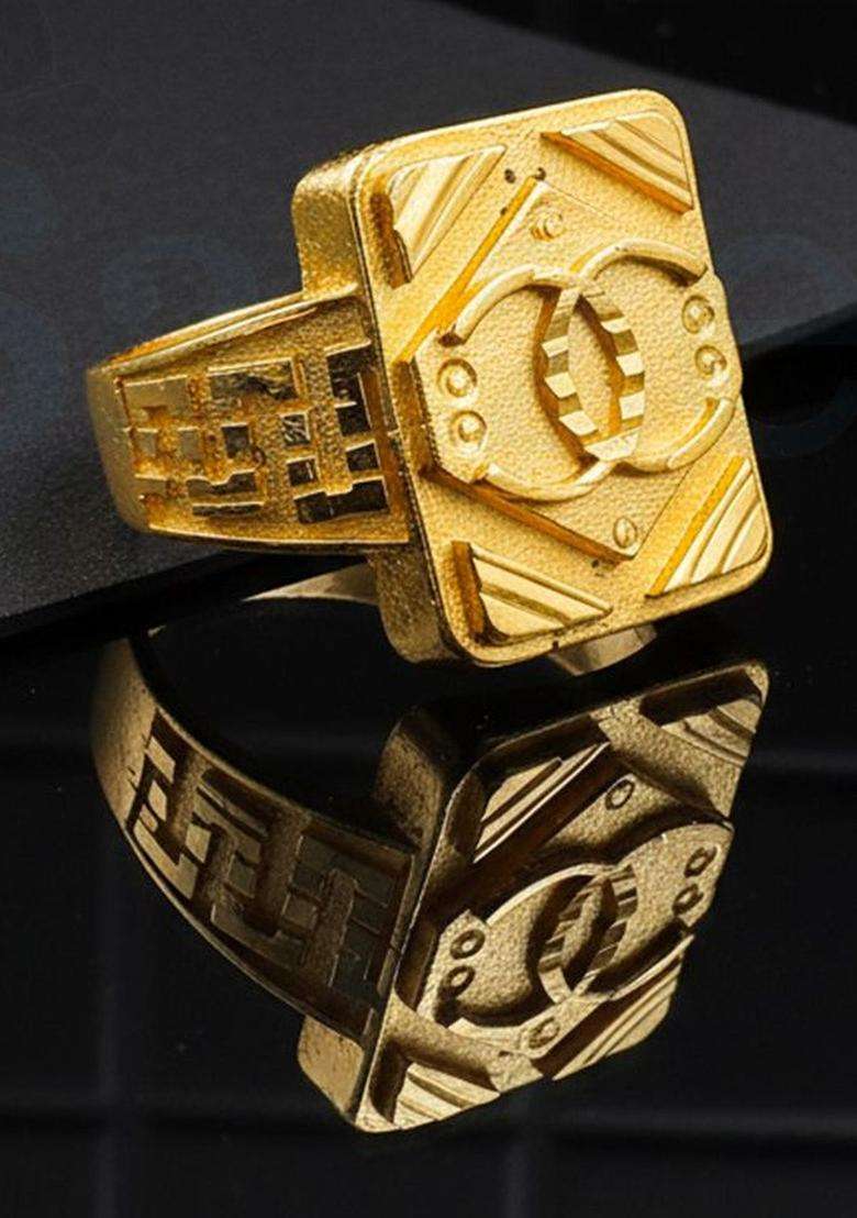 Gold-Plated Temple Finger Ring for Men | Stylish Party & Everyday Wear | Gift for Him - Indya